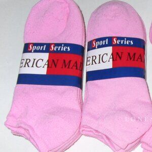 12 Pairs Womens Cotton Blend Pink Low Cut Length Socks  USA  Made